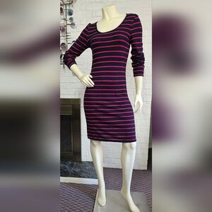 BCBG MAXAZRIA | Striped Navy and Red Women's Dress